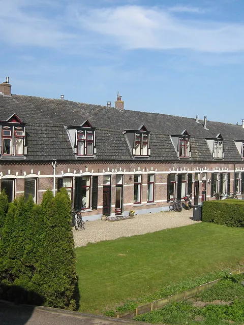 Foto van een rij huizen